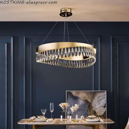 Postmodern Luxury Chandelier Living Room Dining Room Hall Villa Chandelier Lighting Crystal Deco Simple Creative Hanging Lamp