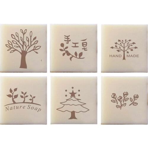 Tree Flower Leaves Handmade Soap Plants and Letter Pattern Transparent Acrylic Natural Custom Stamp For Soap