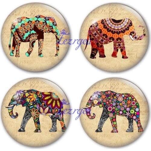 Elephant glass cabochon 12mm/14mm/16mm/18mm/25mm/30mm/40mm Round photo elephant glass cabochon demo flat back Making findings