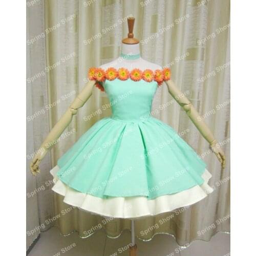 Cardcaptor Sakura Heroine KINOMOTO SAKURA Anime Custom Made Light Green Dress Cosplay Costume Illustration Picture Version