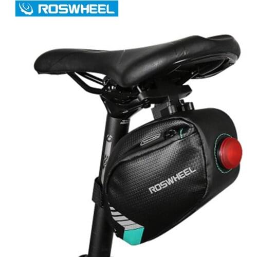 Roswheel Bicycle Saddle Bag With Tail Lamp Light Pocket Waterproof MTB Bike Rear Bags Cycling Rear Seat Tail Bag Accessories