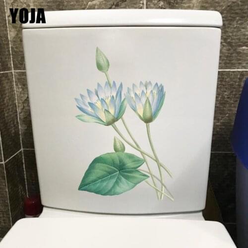 YOJA 14.5X22.6CM Retro Hand Drawn Lotus Wall Stickers Mural Home Room Decoration Toilet Decal T1-1555