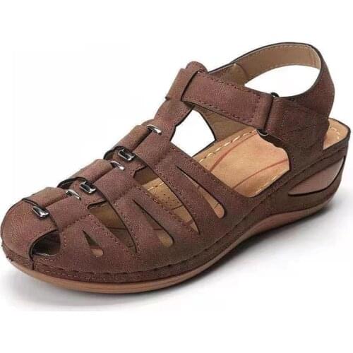 Gladiator Women Shoe Vintage Sandals Women Wedge Hollow Out Ladies Sandals Summer Roman Shoes Femme Large Size Sandalias Mujer
