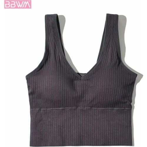 Spring Womens V-neck Vest and Bra Pad Tube Top Thread Slim Solid Color Casual Outer Wear with Short Inside Chic Tops