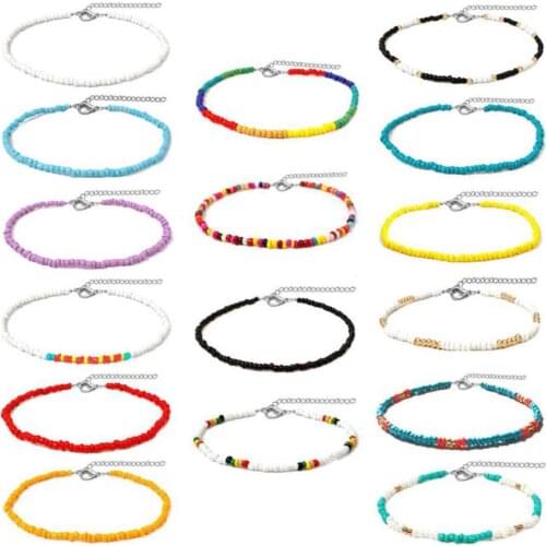 30cm Length Single Bohemia Seed Beads Strand Female`s Short String Choker Necklace Collar Jewelry