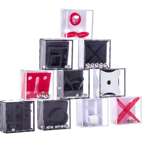 10Pcs Balance Maze Game Puzzle Boxe with Steel Ball Brain Teaser Educational Gift Decompression Toy for Kids Adults- Color Radom