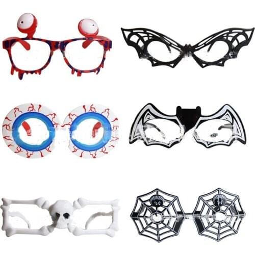 10pcs Creative Props Bat Skull Pumpkin Spider Web Funny Glasses Halloween Party Costume Performance Boys and Girls