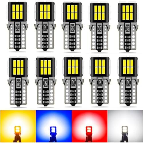 10pcs T10 W5W Led Car Interior Bulb Canbus Error Free White 4014 24LED 12V Car Side Wedge Light Auto Lamp Bulb Car Styling