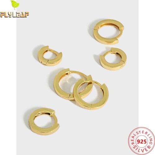 18k Gold Smooth Circle Hoop Earrings For Women Simple Style Real 925 Sterling Silver Female Fasion Jewellery 2021 New