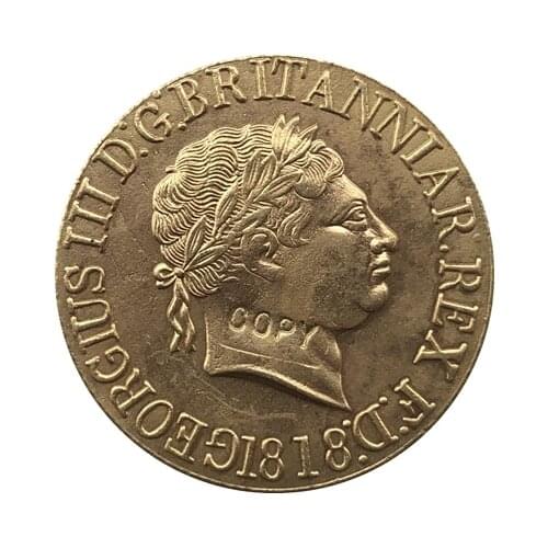 24 - K gold plated 1818 United Kingdom 1 Sovereign - George III coins copy