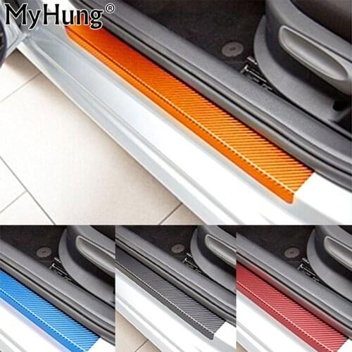 4PCS Car-Styling For Ford Fiesta 2009-2017 Car Door Scuff Sill Plates Step Plate Protector Carbon Car Sticker Car Accessories