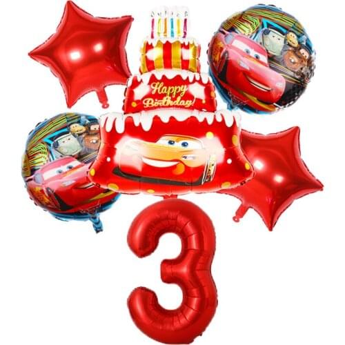 6pcs/set Disney McQueen car Ballons Children Birthday Party Decoration Supplies Baby Shower Aluminum Foil Balloons kid toy Globo