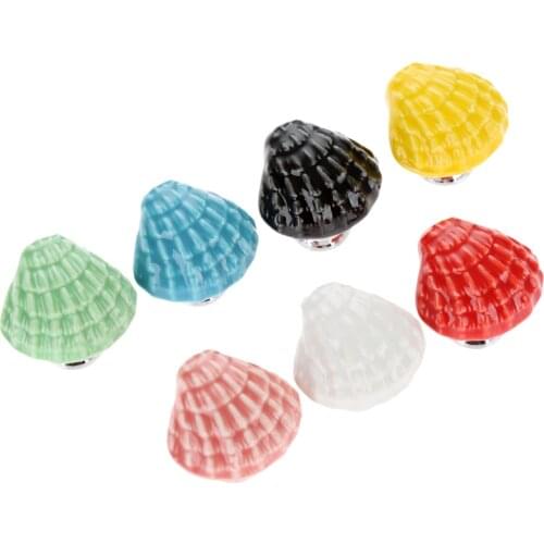 7Pcs Creative Conch Shell Furniture Door Pull Handle Ceramic+Zinc Alloy Child Room Cupboard Drawer Kitchen Cabinet Knobs&Handles
