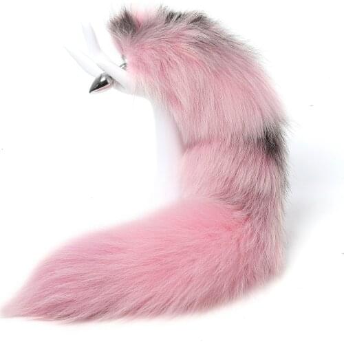 70cm Super long real fox tail anal beads butt plug Metal Flirting erotic coaplay BDSM ass sex toy couple role play game women