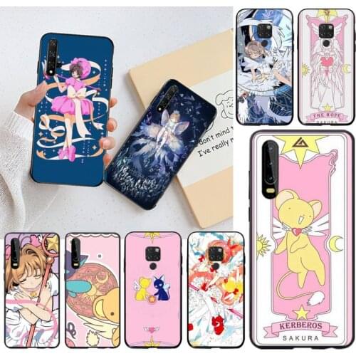 Sakura Card Captor Cardcaptor Black TPU Soft Rubber Phone Cover for Huawei P40 P30 P20 lite Pro Mate 20 Pro P Smart 2019 prime
