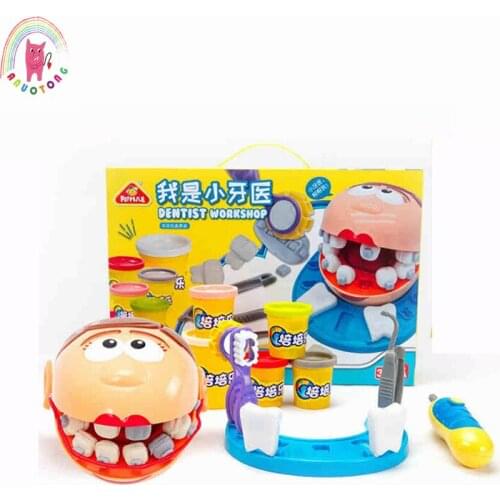 Children Toys Doctor Set Clay Plasticine Tools Simulation Play Real Life Pretend Dentist DIY Clay Educational Tooth Mold Suit
