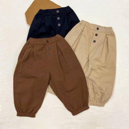 Children Knickerbockers 2021 New Fashion Spring and Autumn Girls and Boys Cotton Trousers Retro Button Casual Pants
