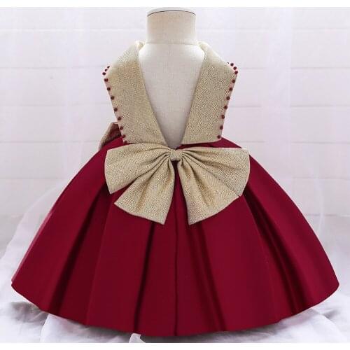 Newborn Baby Satin Cotton Princess Formal Dress For Baby Girls 1st Birthday Party Dress Infant Wedding Christening Dress