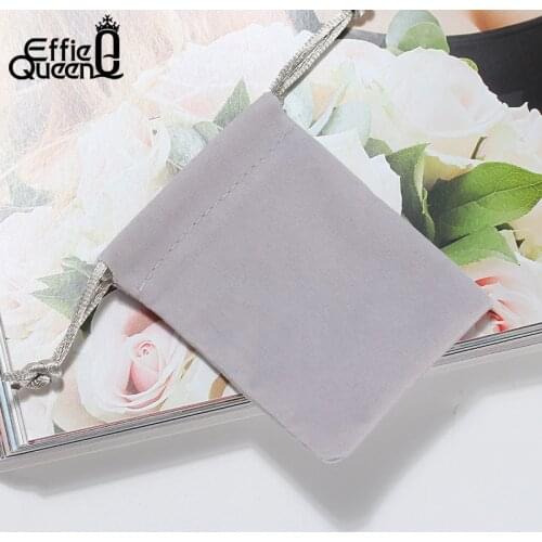 Effie Queen Velvet Pouches 7*9cm Jewelry Gift Packing Gray Drawstring Velvet Bags for Wedding Party Candy Bag Wholesale DBZH13