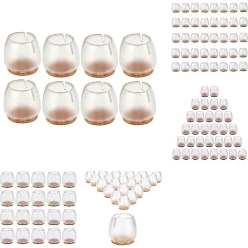 Hot Transparent Silicone Chair Leg Caps Felt Pads Furniture Pad Chair Leg Floor Protectors (Pack of 32, Round 25mm—29mm)