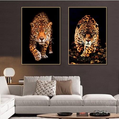 Panther Walking Canvas Paintings Leopard Posters And Prints Living Room Wall Art Painting HD Wild Animal Picture For Home Decor