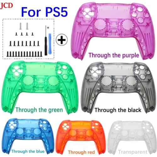 JCD 1set Game Controller Replacement Shell Gamepad Case Front Cover Rear Cover For Sony PS5 Handle Replacement & Screw Tool