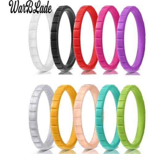 New 3mm Food Grade FDA Silicone Finger Ring Hypoallergenic Crossfit Flexible Gear Pattern Rubber Ring For Women Wedding Rings
