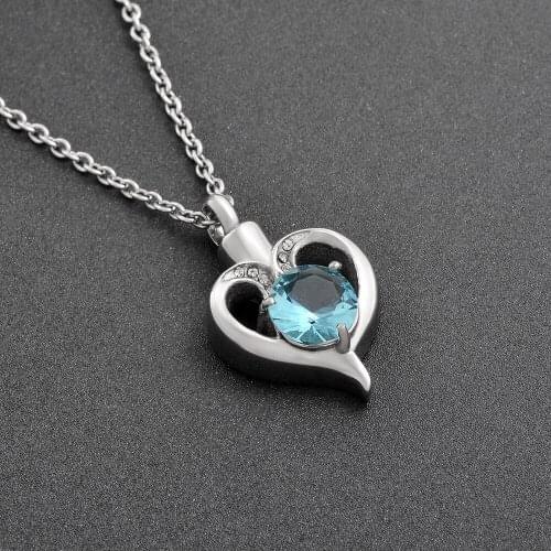 Fashion Jewelry Adult&Pet Memorial Cremation Urns Jewelry for Women Big Ocean Blue Crystal Inlay Urn Jewelry for Cremation Ashes