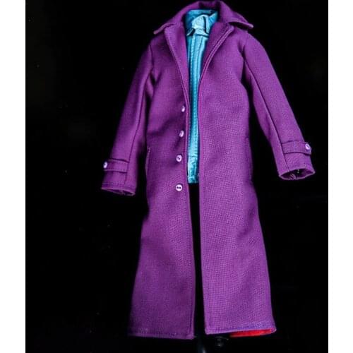 In Stock 1/6 Male Joker Purple Coat Clown Clothes Model Fit 12'' Soldier Action Figure Body