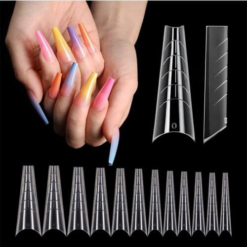 Acrylic False Nails Tips System Square Stiletto Tip Sharp Stilettos Fake Nail Forms UV Gel Manicure Easy Apply Salon Extension