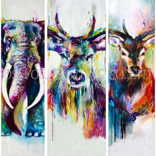 Skills Artist Hand-painted High Quality Kinds of Animal Oil Painting on Canvas Abstract Colorful Animal Canvas Painting Wall Art