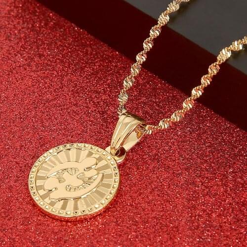 African Symbol Pendant Necklaces Gold Color Adinkra Gye Nyame Ethnic Jewelry Ghanaian