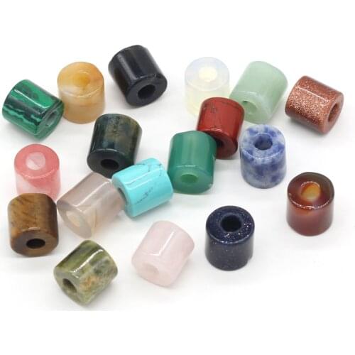 2 Pcs Natural Stone Pendants Hollow Columnar Crystal Agates Amethysts Healing Stone Charms For Jewelry Making Necklace Bracelet