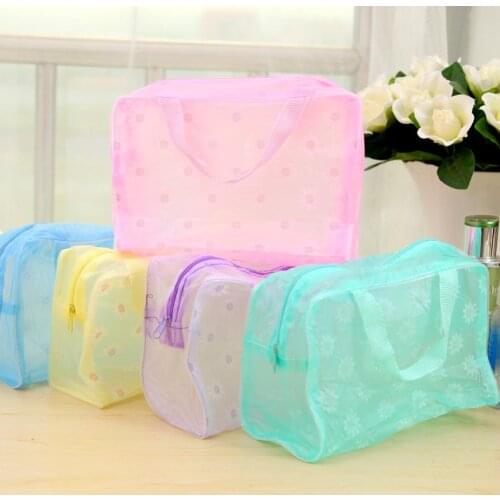 Portable Large Capacity Floral Print Waterproof Translucent Random Color Makeup Cosmetics Storage Bag Pouch сумка