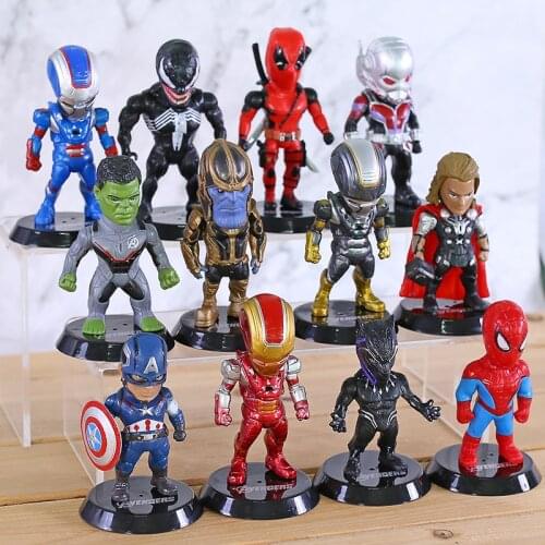 Marvel Avengers Iron Man Thanos Ant Man Spiderman Thor Hulk Deadpool Venom PVC Figure Toy Gift 12pcs/set