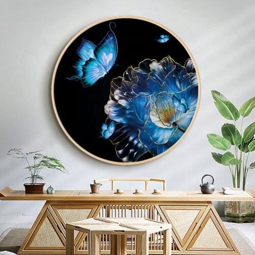 Needlework,DIY 11CT Printed Blue flower Cross Stitch Cotton Thread,Sets for Embroidery Kits Flower Cross-Stitching Decor