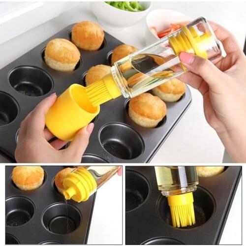 2 In 1 Silicone Honey Oil Bottle with bbq oil brush for barbecue baking vinegar soy sauce and cruet kitchen accessories