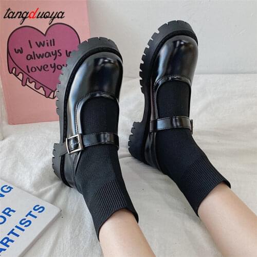 Lolita shoes boots Black High Heels Shoes Women Platform Shoes Fashion Mary Jane Shoes Woman Round Toe Student Mujer 2021