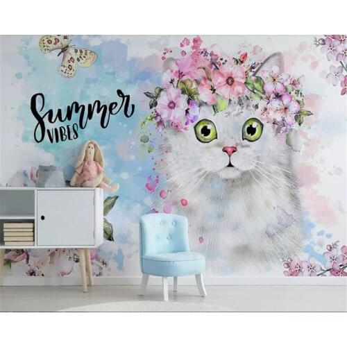 Beibehang Vinyl wall 3d wallpaper wall custom wallpaper for kids cartoon kitty house wallpaper home decoration papel de parede