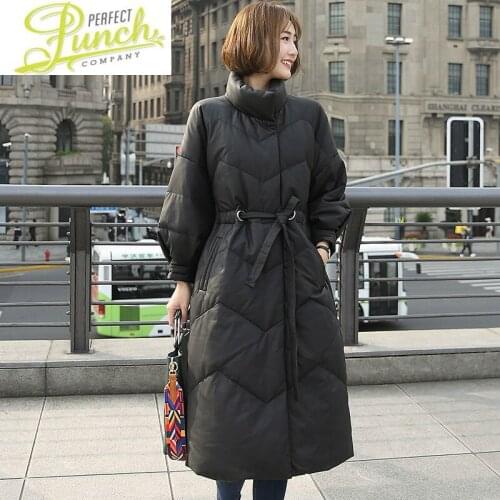 Jacket Winter Genuine Leather Sheepskin Duck Down Women Korean Long Coat for Womens Clothing GGS18D1018 YY812