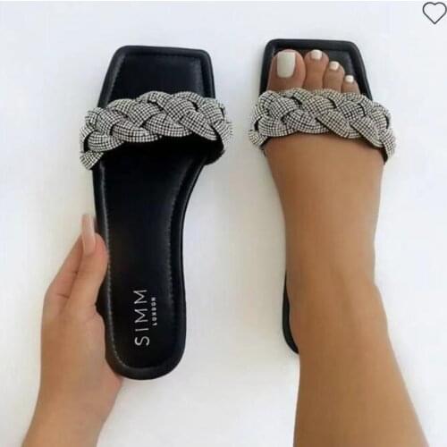 2021 Summer Women New Sponge Diamond Woven Slippers Sandals Africa Outdoor Wild Fashion Beach Flip Flops Home Slippers Slides