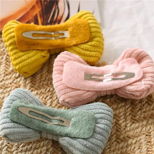 1PC Autumn Winter Bow Hair Clip Korean Kids Girls Hairpin Cute Baby Girls Knotted BB Clip Candy Color Hair Clip Hair Accessories