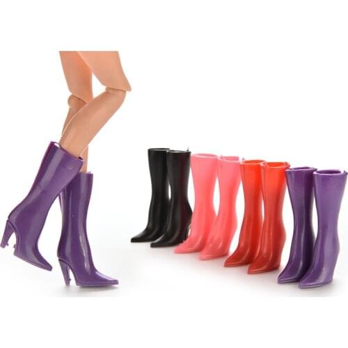 10 Pairs fashion Plastic multi-color Heels Hard Boots Shoes for Doll