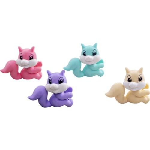 4pc Cute Squirrel Shape Pencil Eraser Student Creative Novelty Kids Rubber Stationery Promotion Eraser Office School Supplies
