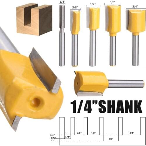 5Pcs 1/4'' Shank Straight & Dado Router Bit Set For Woodworking Trimming Cutter