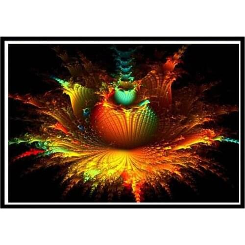 Abstract Flower Printed Fabric 11CT Cross Stitch DIY Embroidery Kit DMC Threads Hobby Painting Handicraft Sewing Counted