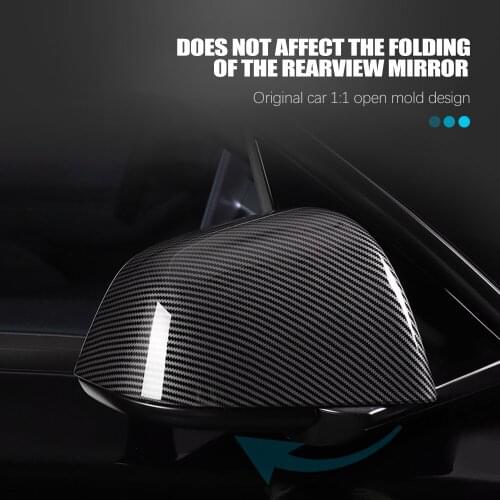 Car Rearview Mirror Conversion Cover For Tesla Model 3 ABS Carbon Fiber Black Protection 2pcs/Set Exterior Modification Accessor