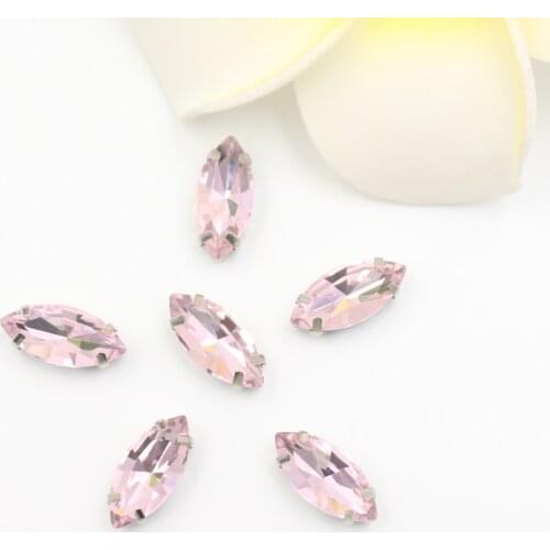 Shiny Sewing Rhinestone Flatback Sew on Crystal Stone With Metal Claw Lt pink Stone Glass Trim Stones for Garment Bag Shoe DIY