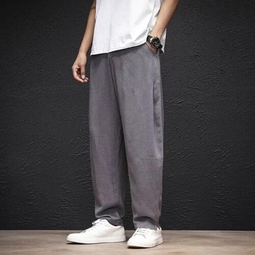 Mens Harem Pants Harajuku Loose Solid Jogger Pantalones Chinese Style Vintage Spring Summer Plus Size Casual Straight Trousers