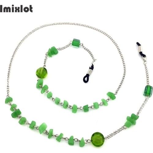 1PC Fashion Irregular Green Stone Eyeglass Chains Sunglasses Reading Beaded Glasses Chain Eyewears Cord Holder Neck Strap Rope